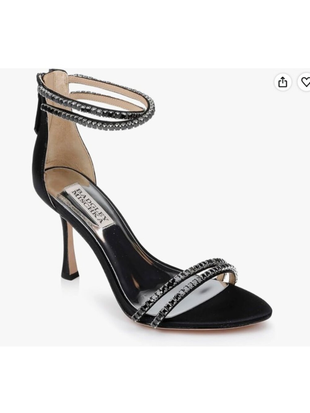 Badgley Mischka Balck  Logan Strappy Rhinestone Heels 7